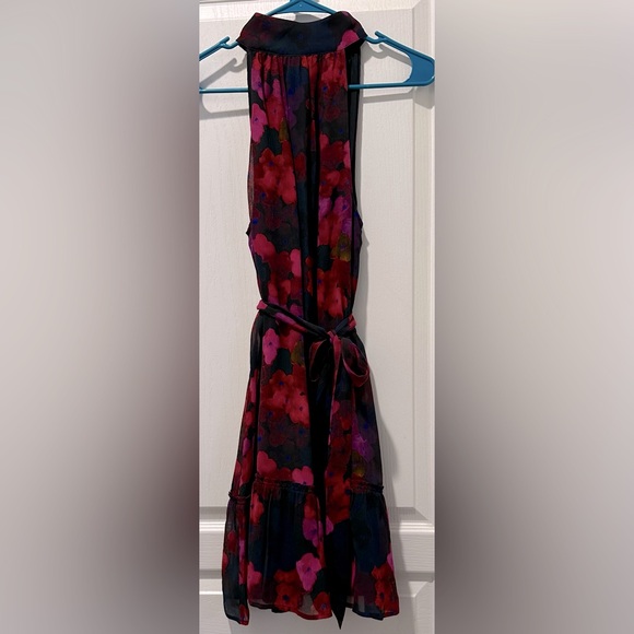 NWT Paige Sleeveless Cayman Floral Silk Halter Neck A-line Swing Mini Dress TB5 - Picture 7 of 15